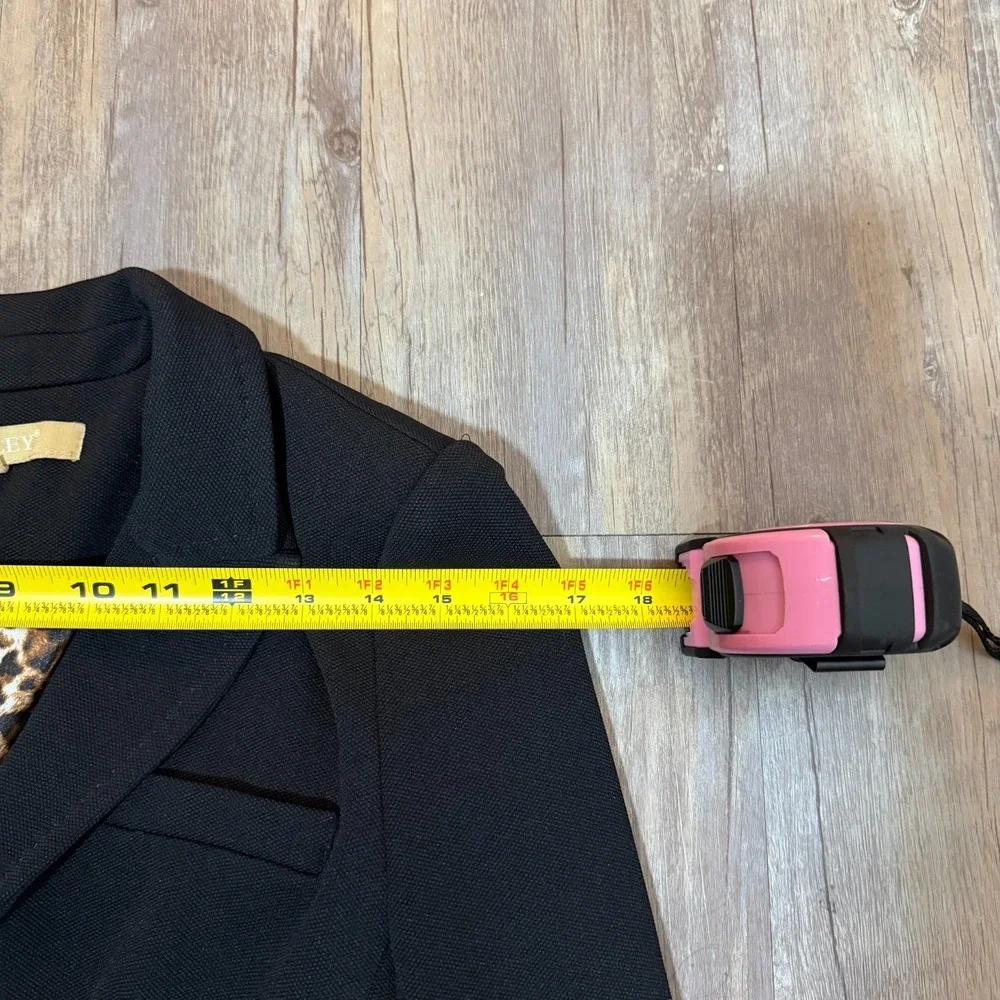 Osley Blazer Jacket Womens Black Inner Leopard Print Elbow Patches Peak Lapel - Picture 8 of 10